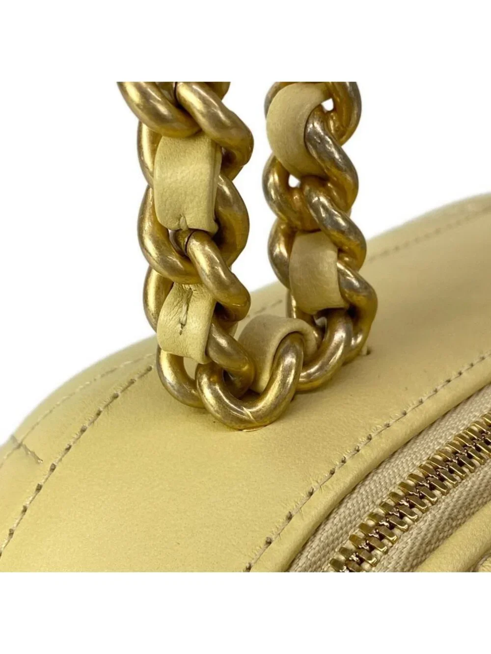 Chanel Shoulder Bag Quilted Light Yellow Lambskin
